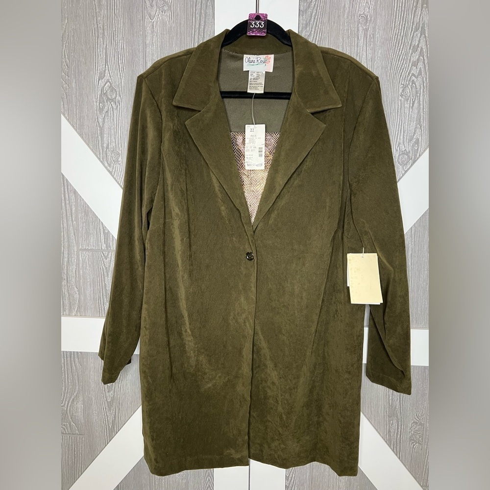 333. NWT Olivia Rose Olive Green Women's Jacket w/Snake insert 22W - Picture 2 of 8